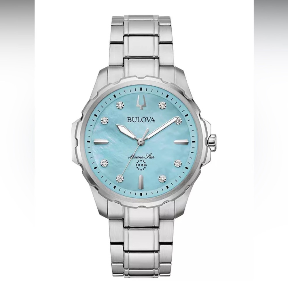 Bulova Women's Marine Star Diamond Accent Stainless Steel Bracelet Watch 36mm